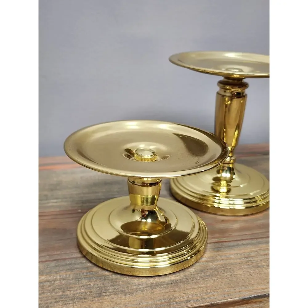 Set of 3 Baldwin Solid Brass Candle Holder Set 3 Inch 4.5 Inch And 6 Inch